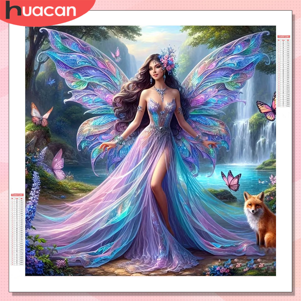 Women Bags Pictures - HUACAN ダイヤモンドモザイクノベルティーズ 2026 女性ポートレート ダイヤモンドペインティング 蝶