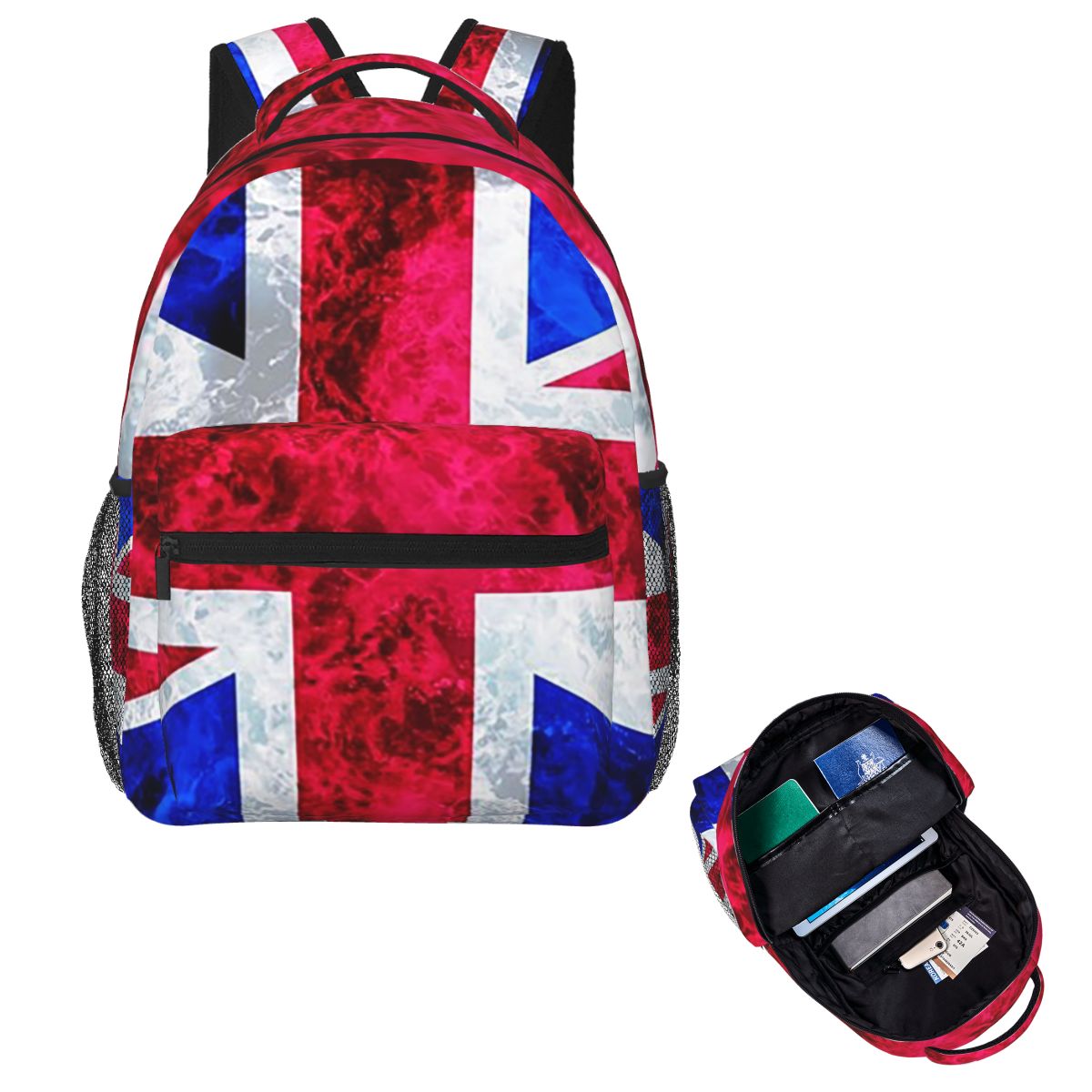 Women Bags In Uk - イギリスのユニオンジャック旗柄 ブリティッシュ学生用バックパック 旅行用デイパック メンズ レディース ファッション