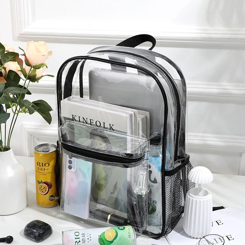 Women Bags Large - 透明 PVC アウトドアスポーツフィットネスナップサックカジュアルトラベル可視バックパック大容量防水ショルダーバッグ