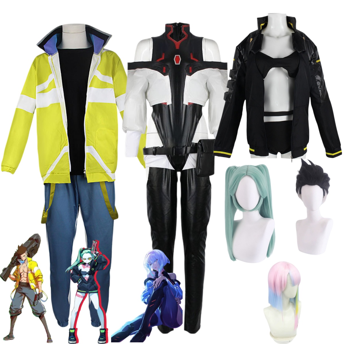 Women Bags For Party - ゲームレベッカデビッドマルティネスルシナ Kushinada コスプレ衣装コート制服フルセットウィッグ男性女性セクシーなカーニバルパーティースーツ