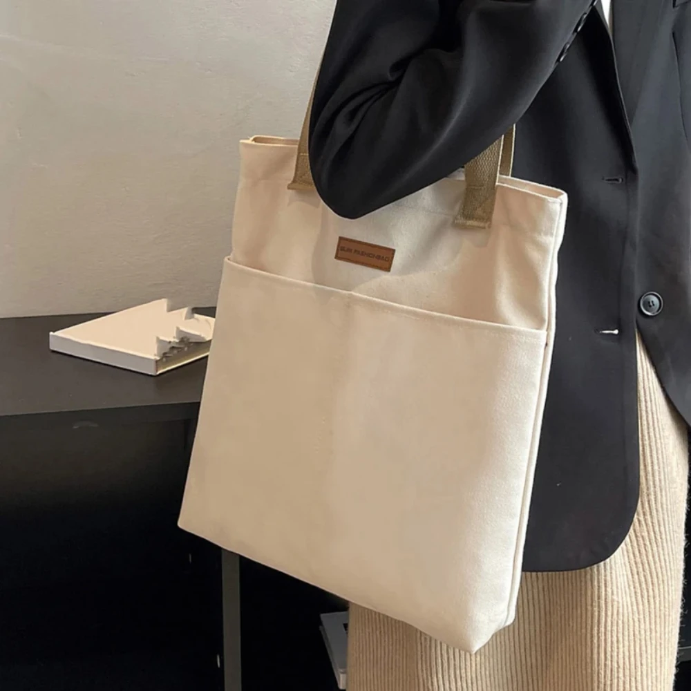 Women Bags Sale - 1Pc レディーストートバッグキャンバス縫製糸大容量高級感ハンドバッグ便利で実用的な女性の通勤バッグ