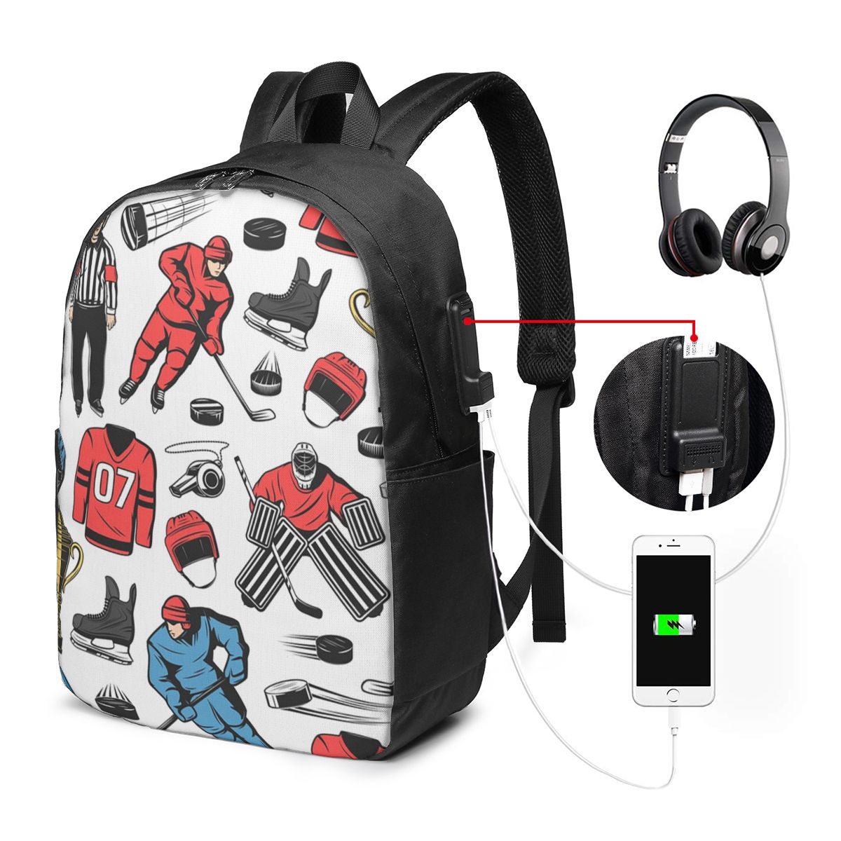 Women Bags For College - アイスホッケー選手オンリンクバックパック旅行ノートブックバッグコンピュータ大学生スクールバッグラップトップショルダーバッグ男性女性用