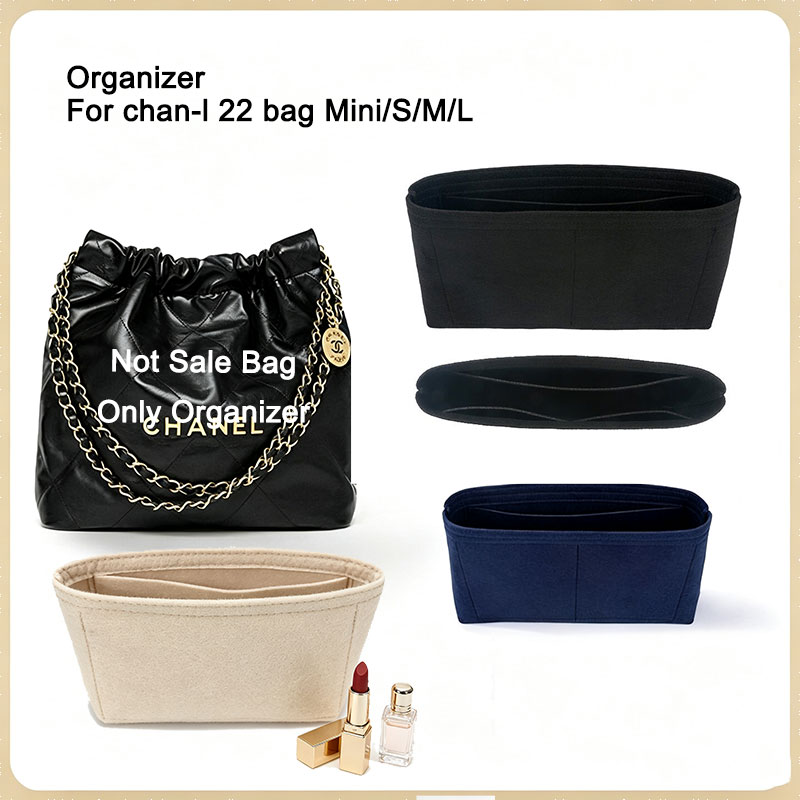 Women Bags Chanel - シャネル22バッグ用ハンドメイドバッグオーガナイザーインサート、カスタムフィットインナーライナーバッグ、バッグインバッグ、ハンドバッグ型ホルダー、女性用財布収納ポーチ