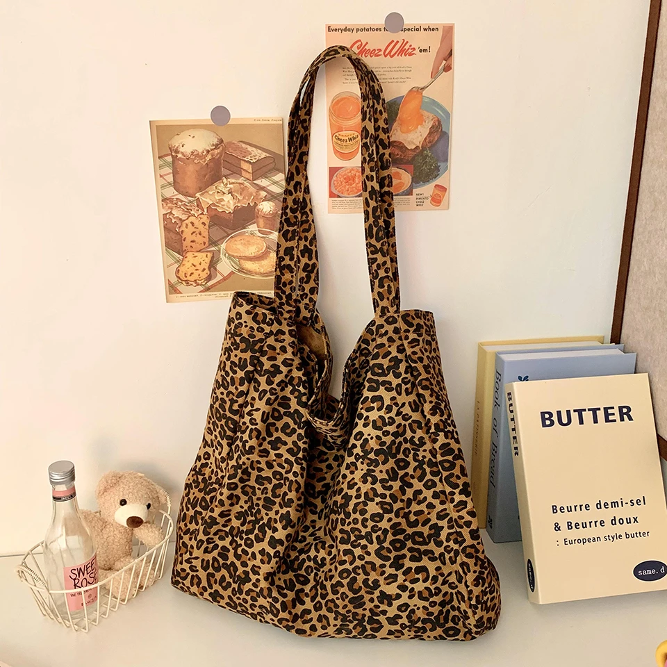 Women Bags Sale - 女性用キャンバスハンドバッグ,大容量トートバッグ,ヒョウ柄,ショルダーバッグ,高品質,2020