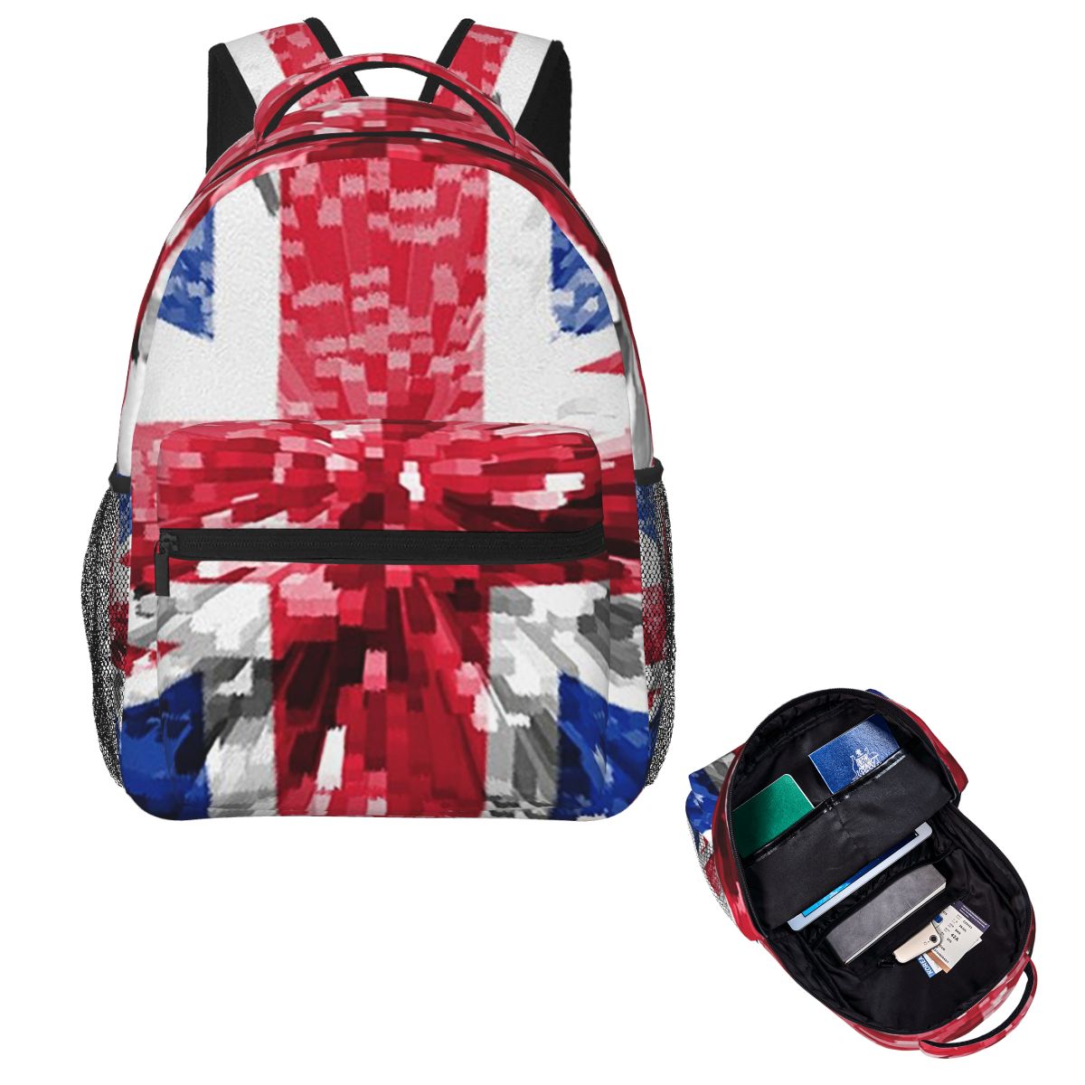 Women Bags In Uk - イギリスのユニオンジャック旗柄 ブリティッシュ学生用バックパック 旅行用デイパック メンズ レディース ファッション