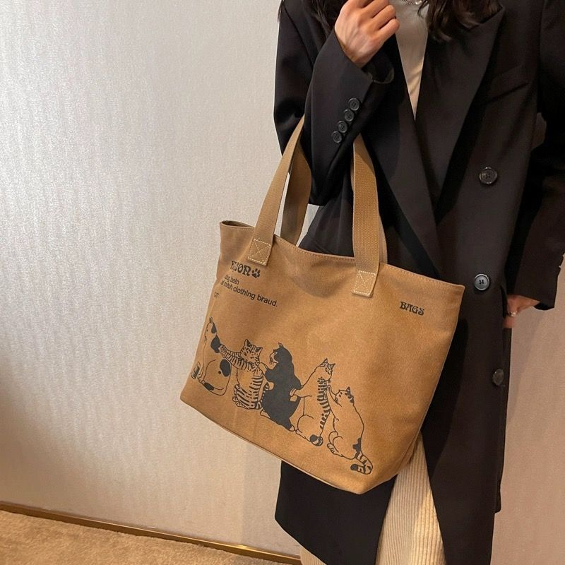 Women Bags Sale - レディースファッション キャンバストートバッグ 大容量 耐久性 ショルダーバッグ ジッパー開閉