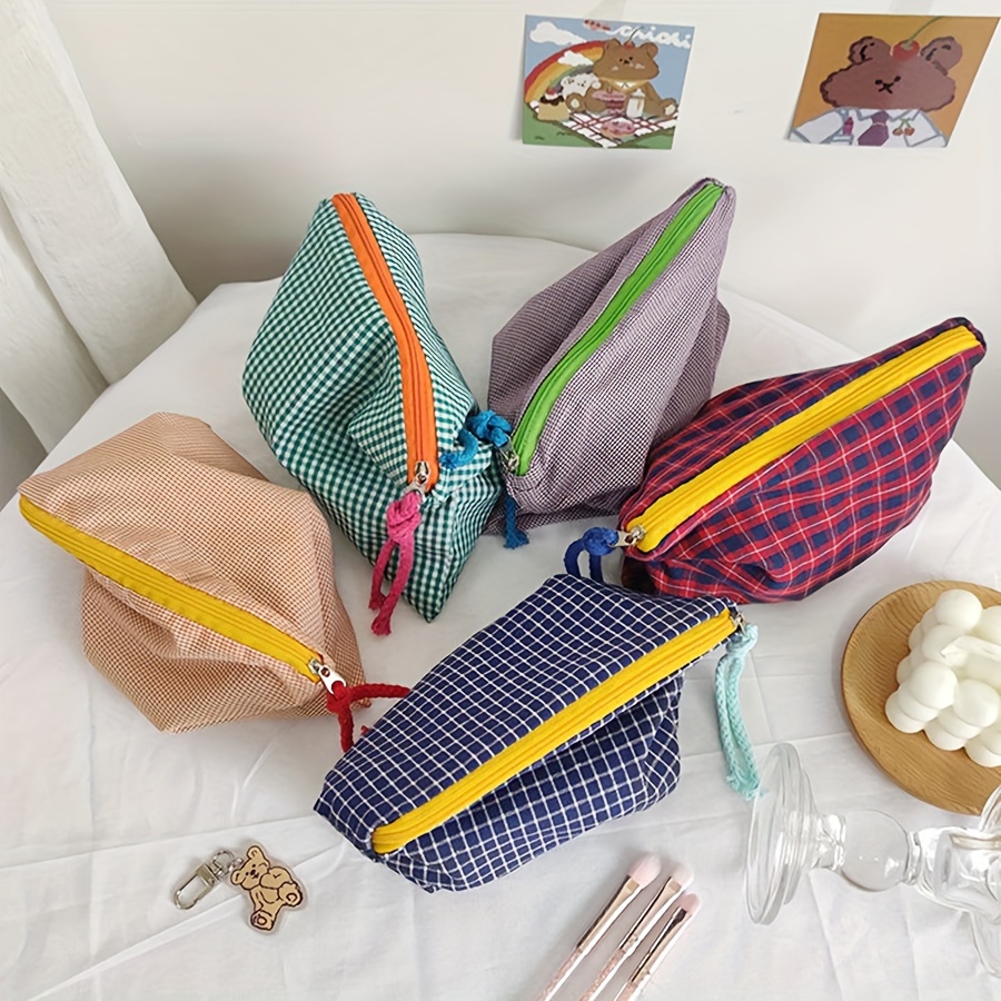 Women Bags Sale - ホットセール レディース チェック柄 化粧ポーチ 大容量 コットン
