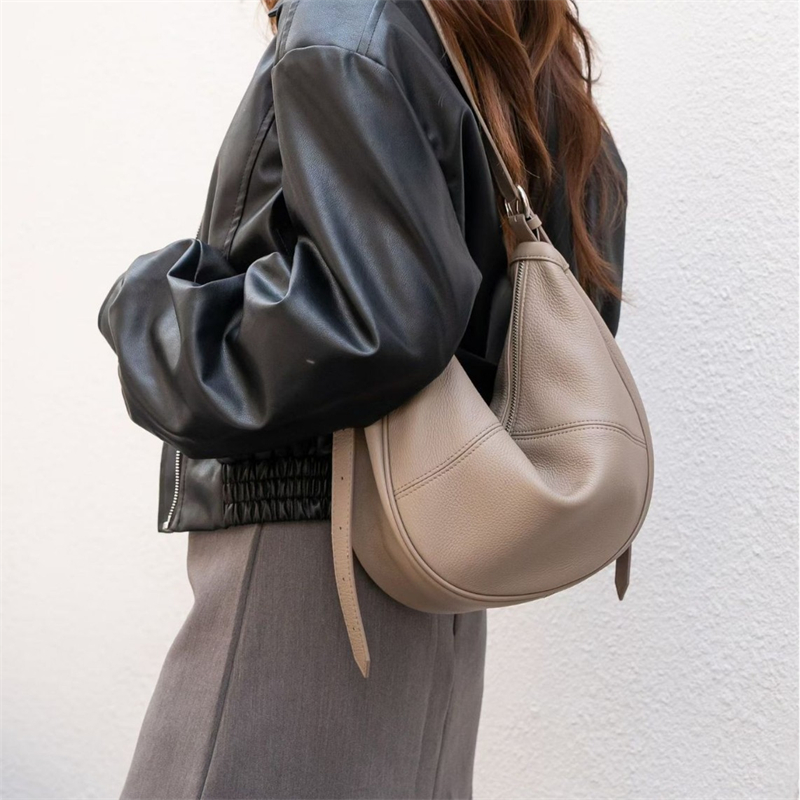 Women'S Bags For Work - BURMINSA ソフト本革 クレセントホーボーバッグ 女性用 スラウチカウハイド ショルダーバッグ
