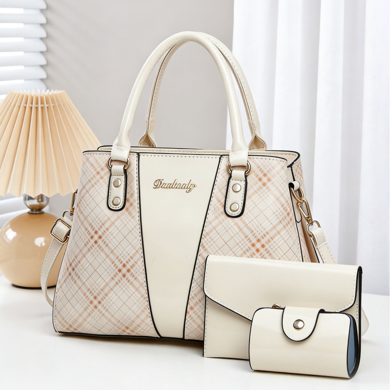 Women Bags Leather - 3ピースプリント柄パテントレザー女性用バッグセット、高級PUレザー女性用ハンドバッグ、ショッピング用女性用バッグ