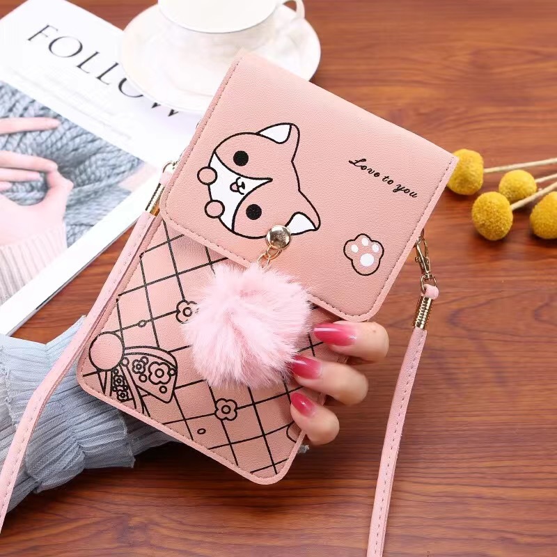 Women Bags With Wallet - かわいい漫画柄のタッチスクリーン対応スマホバッグ 女性用 - スリムで透明なクロスボディバッグ ミニショルダーポーチ ウォレット