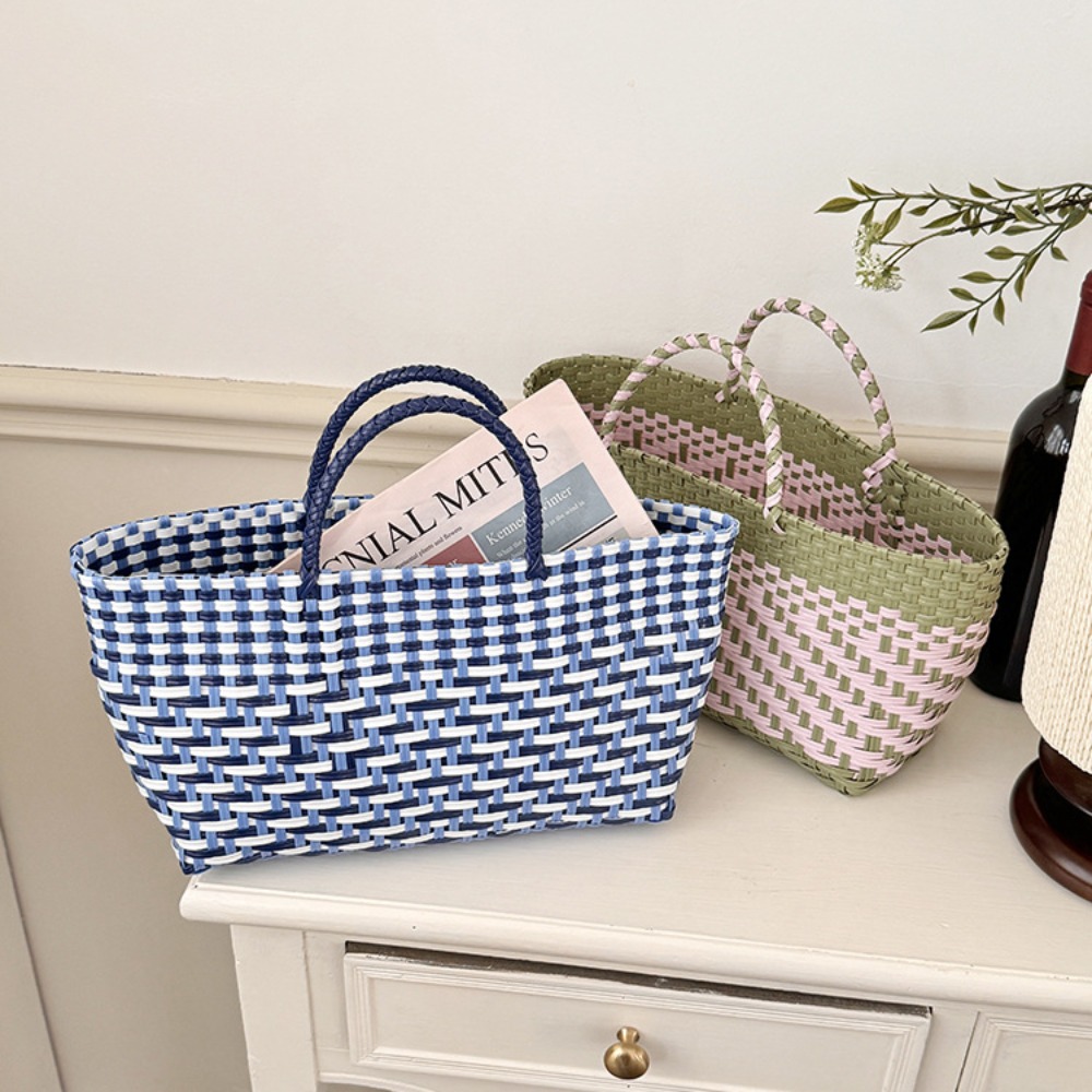 Women'S Bags Holiday - かわいいPVCハンドバッグ織りバッグ大容量ボヘミアンビーチトートバッグバケーションスタイルカントリースタイル野菜バスケットバッグホリデー