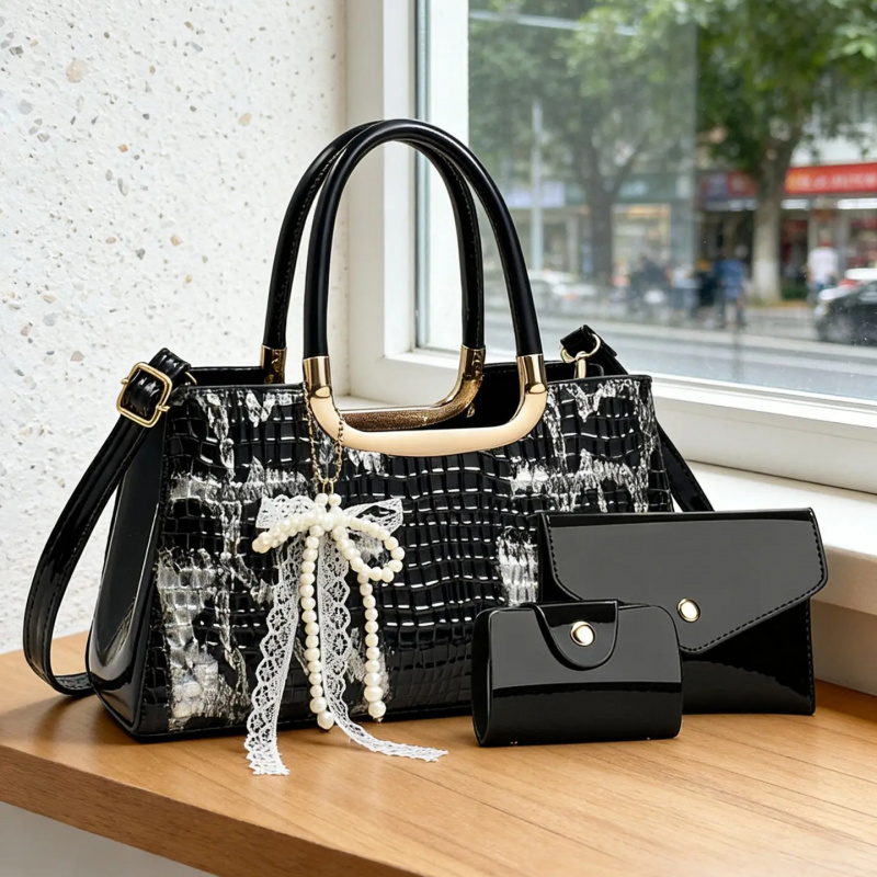 Women Bags For Party - レディースハンドバッグセット、クロコダイル柄イブニングクラッチ、パーティー用クロスボディショルダーバッグ、高級レディースアクセサリー、完璧なギフト