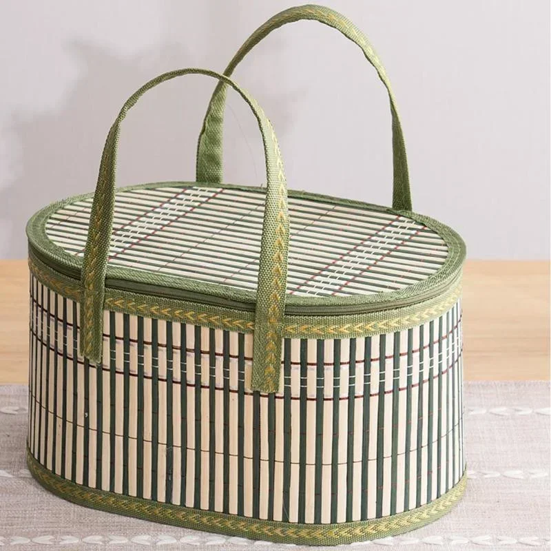 Women Bags Gift - 手作り竹製トートバッグ 環境に優しい折りたたみ式ピクニックバスケット 手作りギフトボックス フェスティバル/マーケット用 天然素材で耐久性のあるランチバッグ