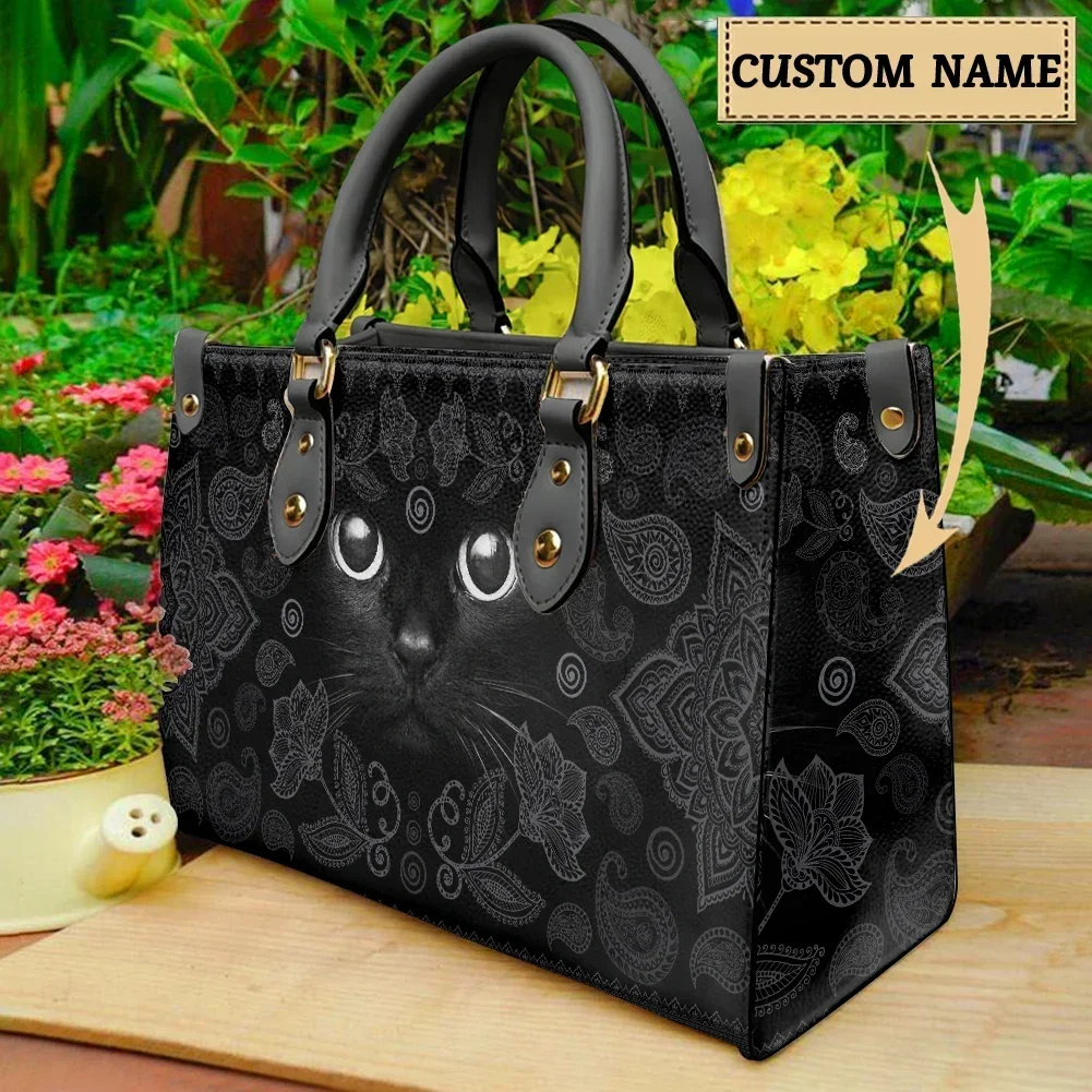 Women Bags Premium Brands - 魔法の魔術黒猫トートバッグ女性用プレミアム高級デザインハンドバッグブランドクロスボディバッグ女性ボルサスパラムヘーレス
