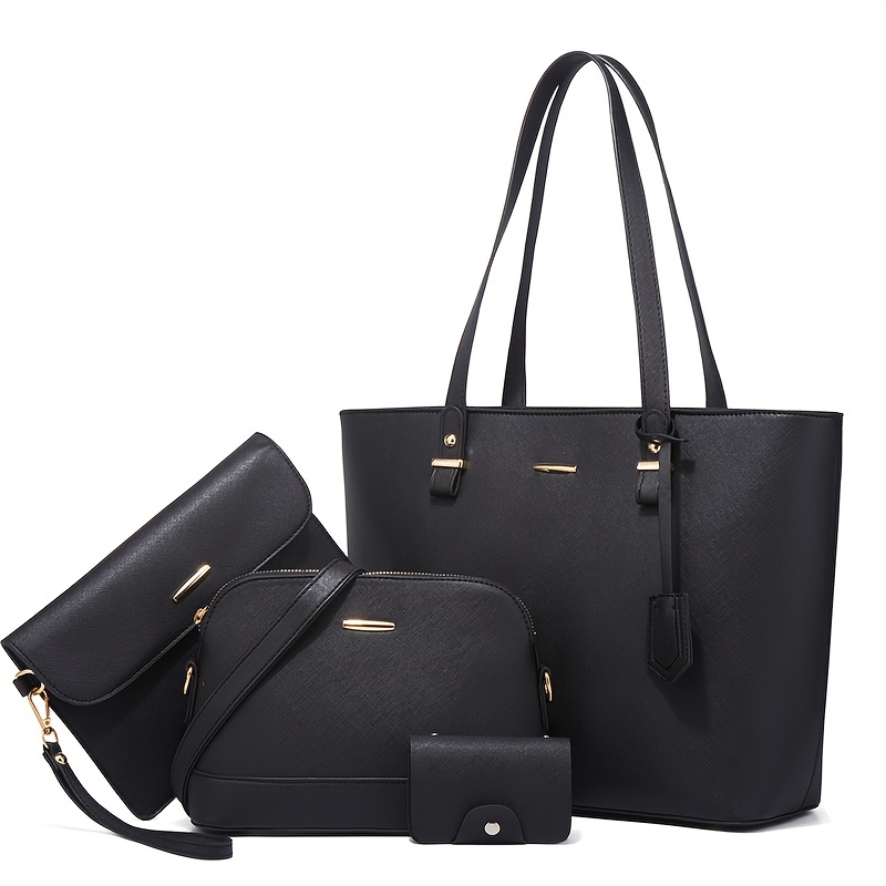 Women Bags Gift - 4点セット ファッション レディースバッグセット 無地 トートバッグ レトロ