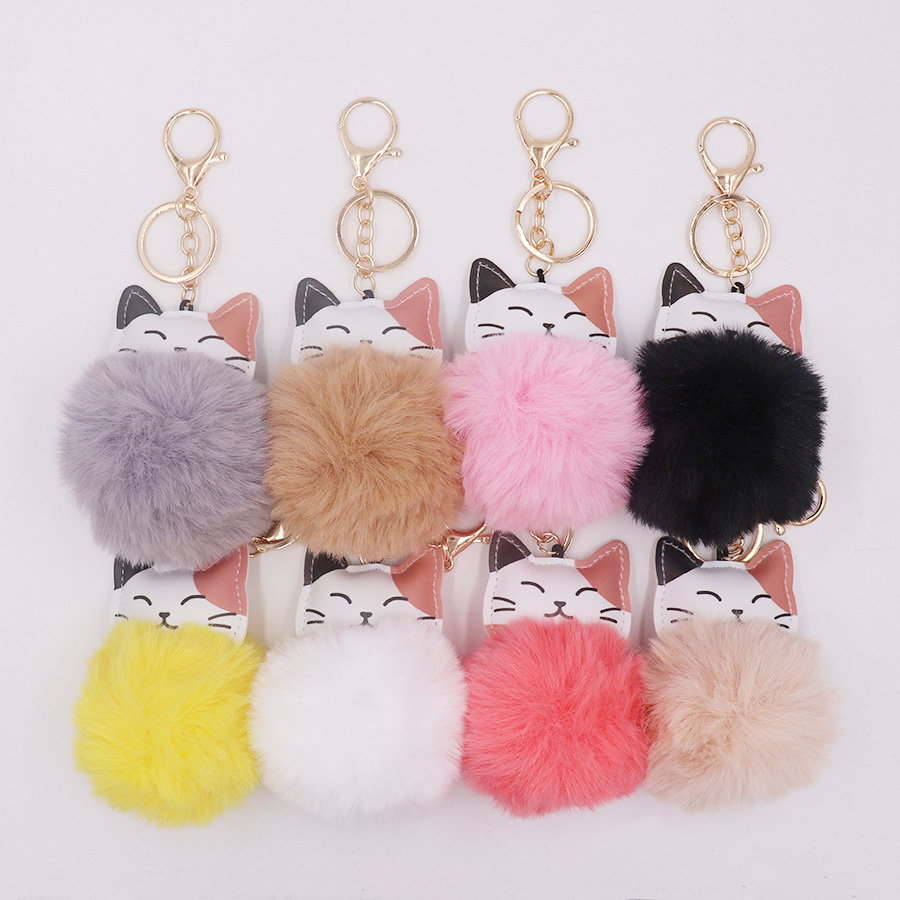 Women Bags Pictures - ファッション子猫色のぬいぐるみボールペンダントキーホルダー新しいジュエリー女性のためのボヘミアン漫画車のバッグの装飾キーリングアクセサリー