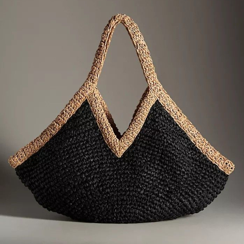 Woven Straw Bag - 夏の新作手織りハンドバッグ大容量ビーチバケーションショルダーバッグファッション多用途女性用サンドバッグストローバッグ