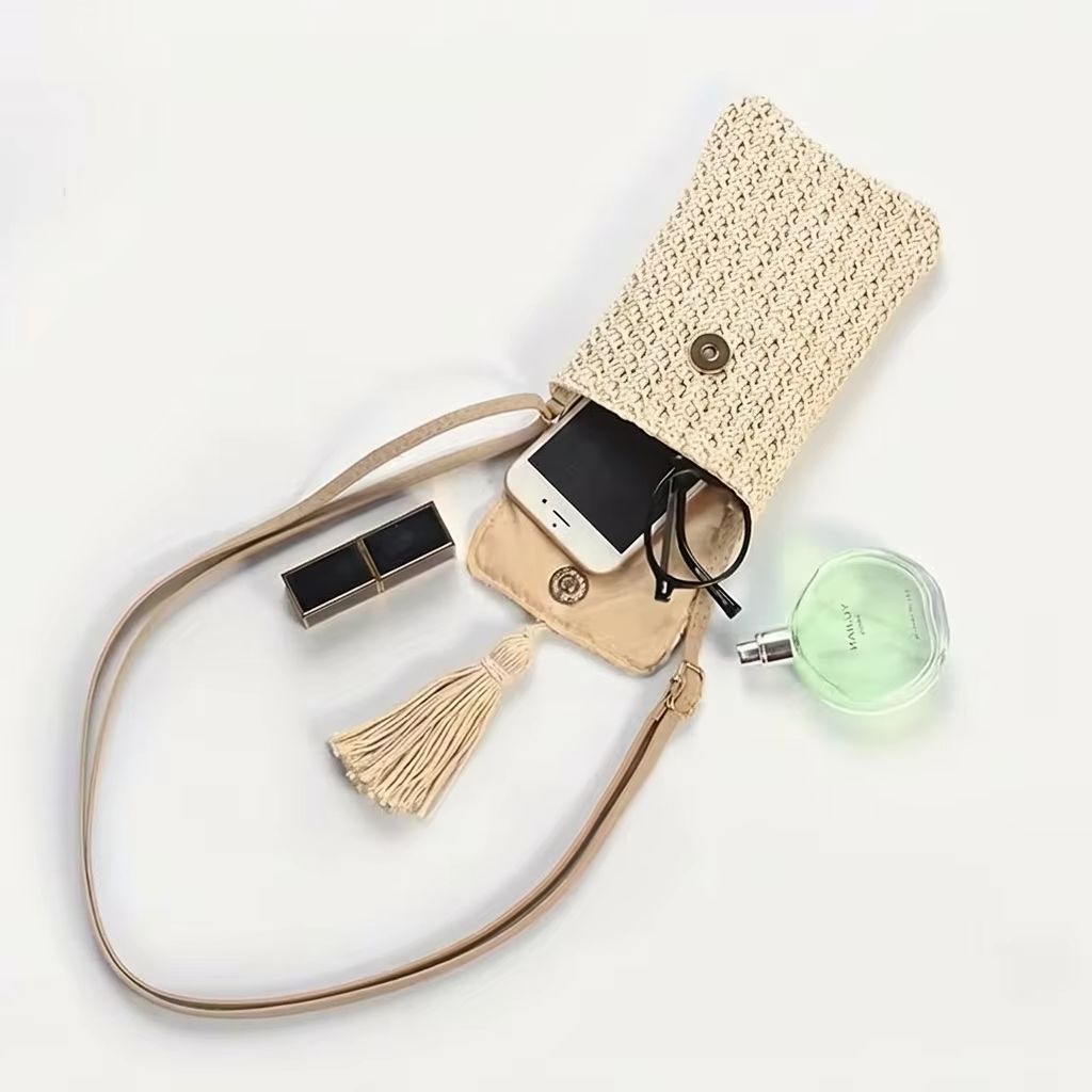 Women'S Bags Holiday - わらクロスボディバッグ女性ミニ織りショルダー電話財布タッセルボヘミアンサマービーチホリデーバッグ小さなメッセンジャーポーチカジュアル