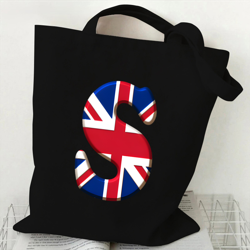 Women Bags In Uk - A-Z 26文字 キャンバストートバッグ レディース ハンドバッグ イギリス国旗柄