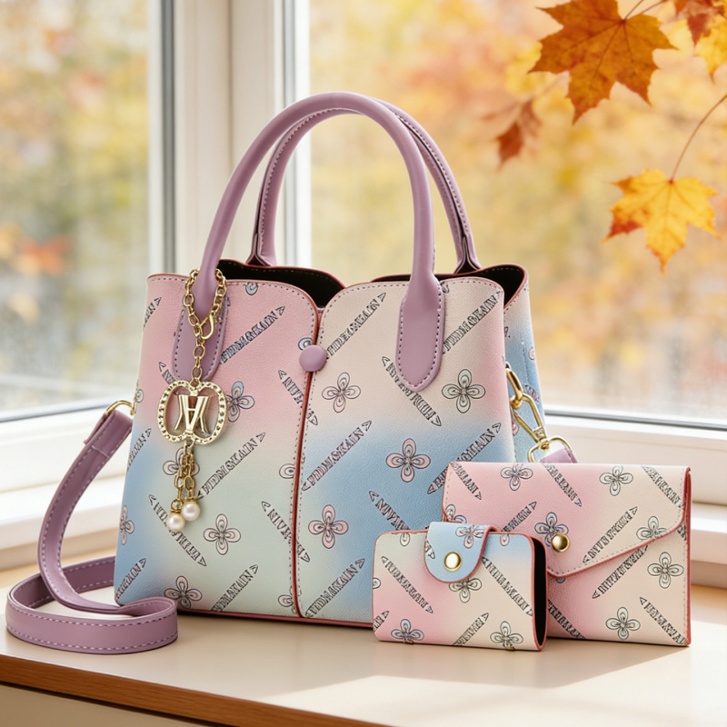 Women Bags Gift - グラデーションカラー レディース3点セットバッグ、女性用ショルダー＆クロスボディバッグ、様々なシーンに最適、お祭りギフト