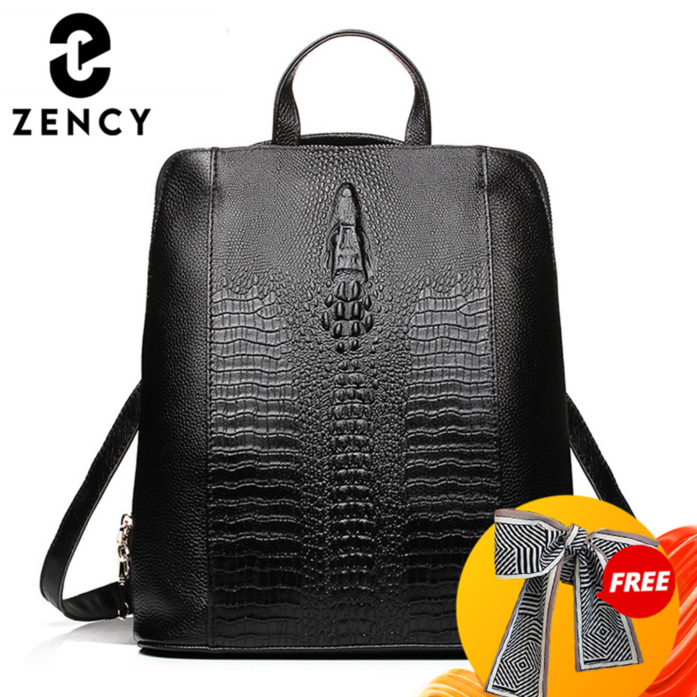 Women'S Bags For Work - Zency レディース クロコダイルレザー バックパック 100% 本物の天然素材