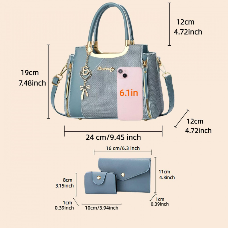 エレガントなレディースハンドバッグセット、マルチカラーメッセ - Women Bags Gift のレビューと価格