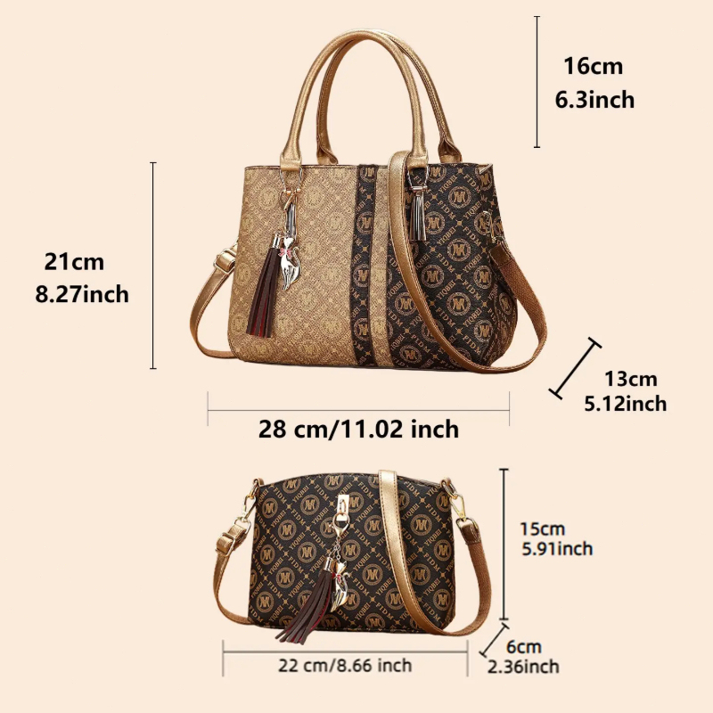女性用ハンドバッグセット、ショルダーバッグ付き、クラシックプ - Women Bags Gift のレビューと価格