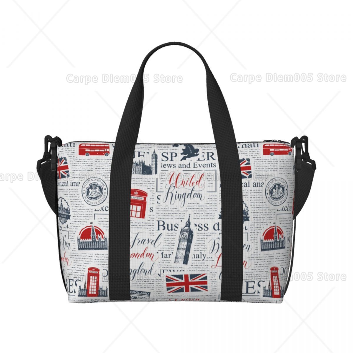 ヴィンテージ英国ロンドン新聞旅行荷物バッグ折りたたみハンドト - Women Bags In Uk のレビューと価格