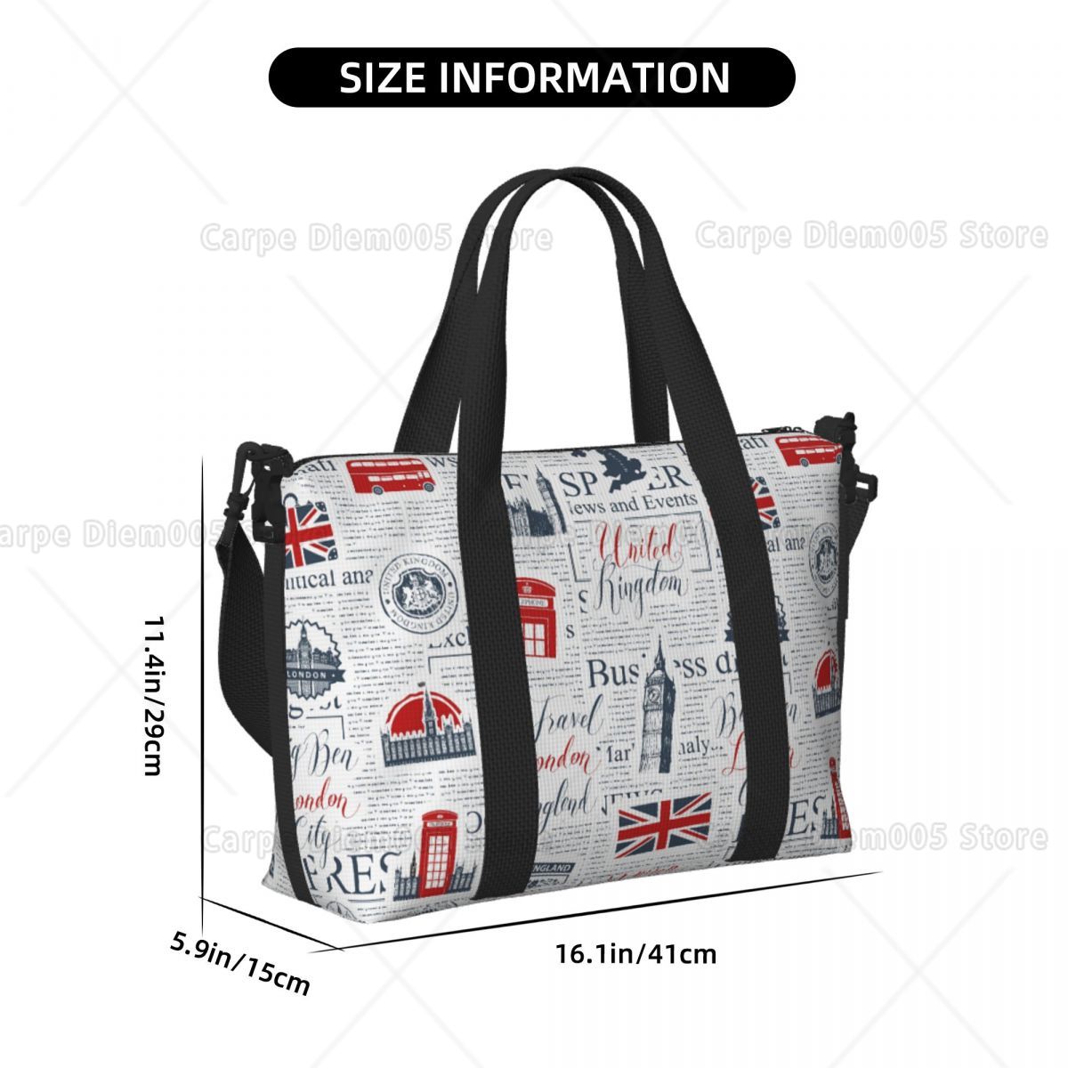 ヴィンテージ英国ロンドン新聞旅行荷物バッグ折りたたみハンドト - Women Bags In Uk のレビューと価格