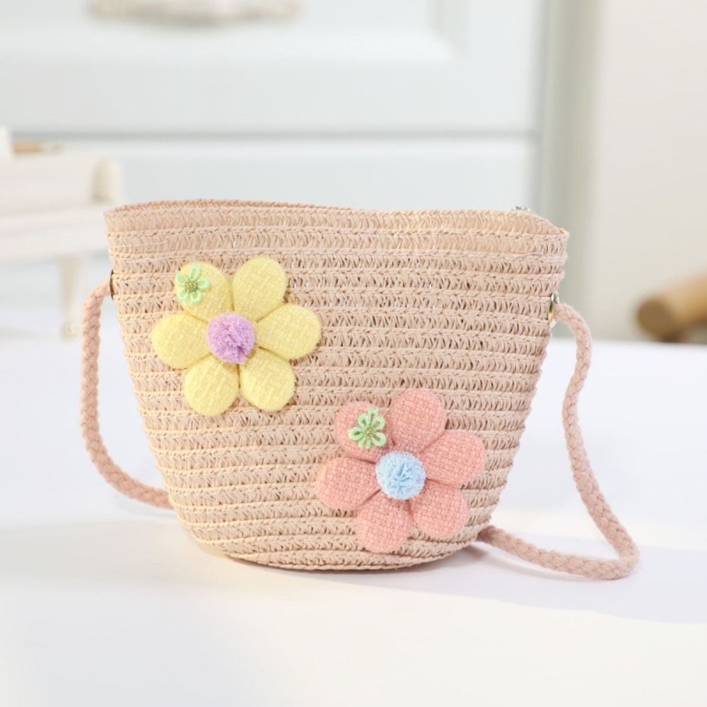 かわいい手作り織りガールフラワーストローバッグ小銭入れ写真小 - Woven Straw Bag のレビューと価格