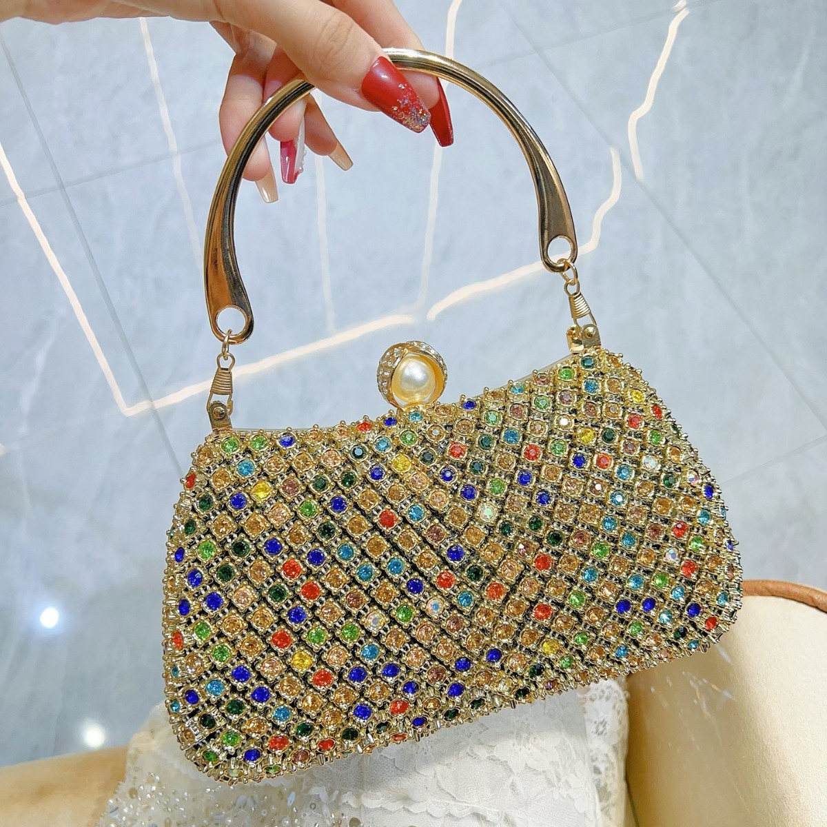 新しいクロスボーダーディナーダイヤモンドクラッチバッグ女性の - Women'S Elle Bags のレビューと価格
