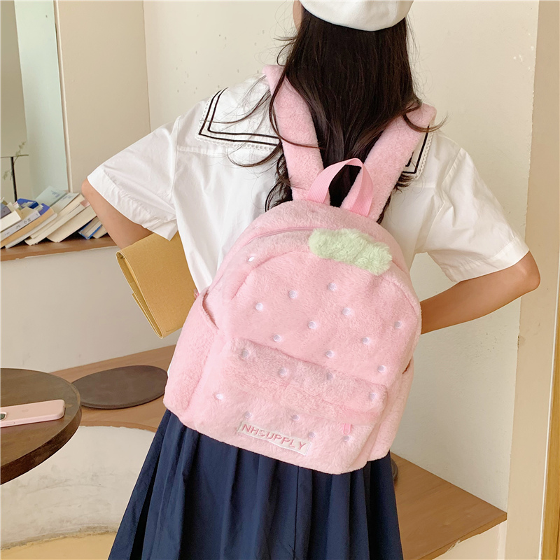 ぬいぐるみイチゴ柄 クラシック無地 スイートバックパック 2 - Women Bags Sale のレビューと価格