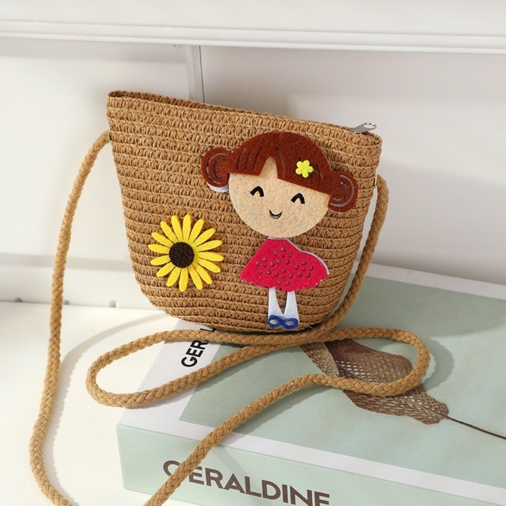 クリエイティブな手作りのわら編みショルダーバッグ、花柄のかわ - Woven Straw Bag のレビューと価格