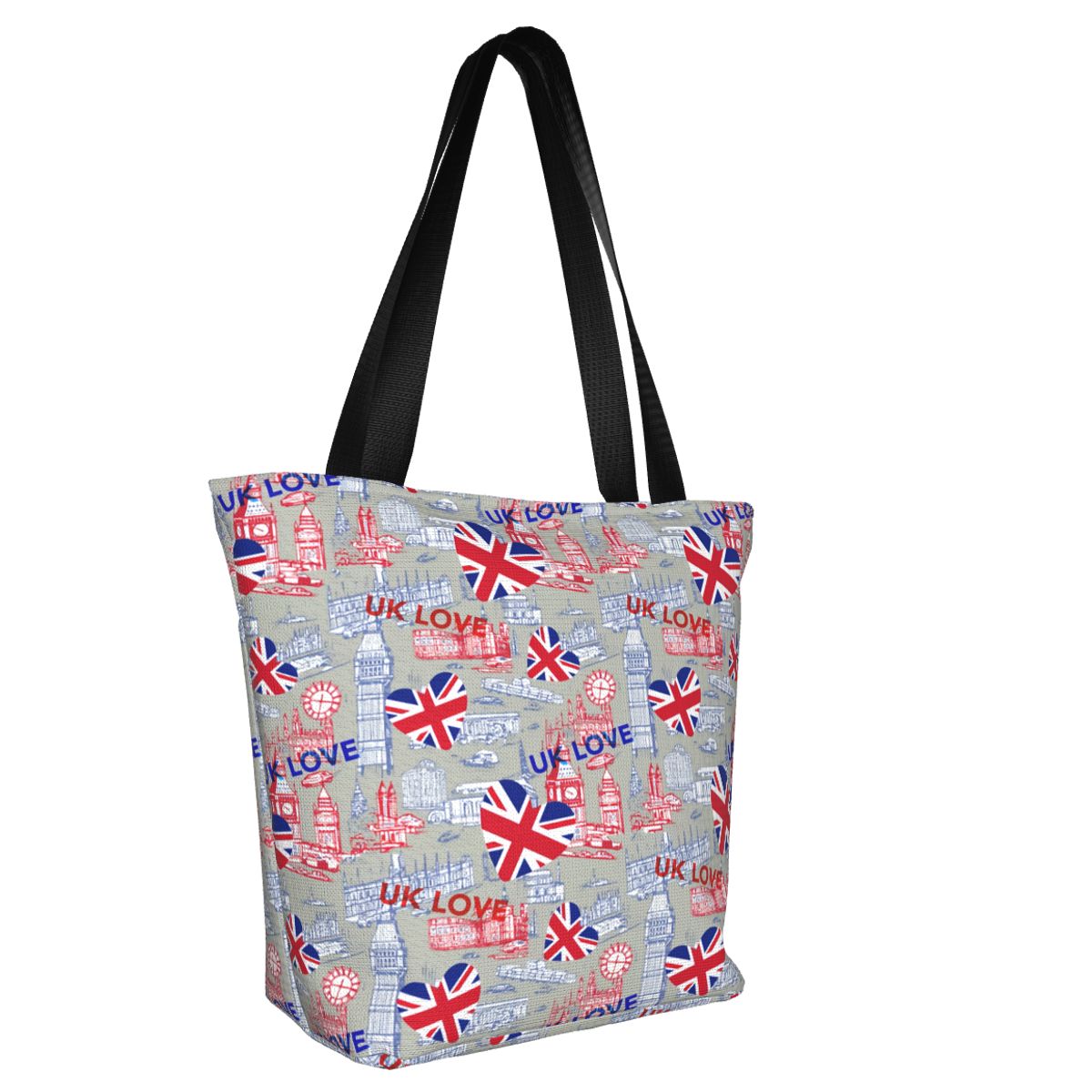 英国のカスタム旗愛食料品ショッピングトートバッグ女性面白いキ - Women Bags In Uk のレビューと価格