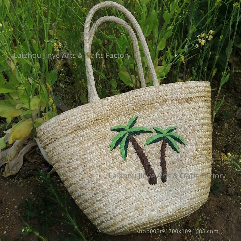 メーカーカスタム手刺繍入り麦わら織りバッグ カジュアルでおし - Woven Straw Bag のレビューと価格