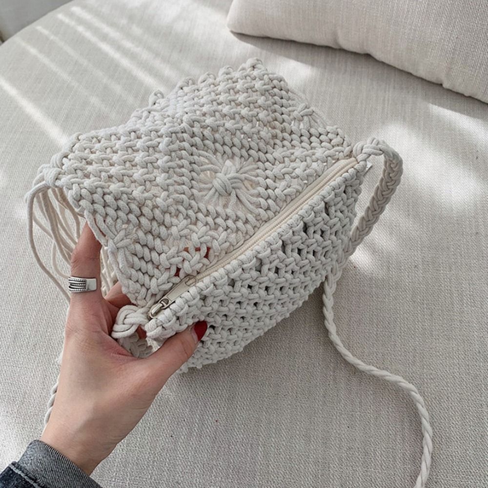 レトロエスニックスタイル織りわらバッグソリッドカラーボヘミア - Woven Straw Bag のレビューと価格