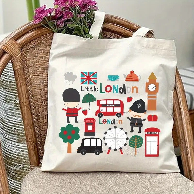 ロンドン英国グラフィックキャンバストートバッグ、環境に優しい - Women Bags In Uk のレビューと価格