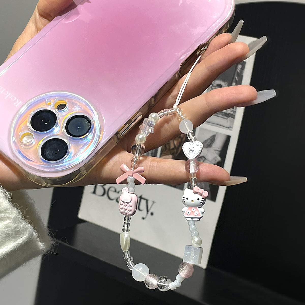 インス風可愛いハローキティ紛失防止ビーズ付きスマホストラップ - Women Bags Gift のレビューと価格
