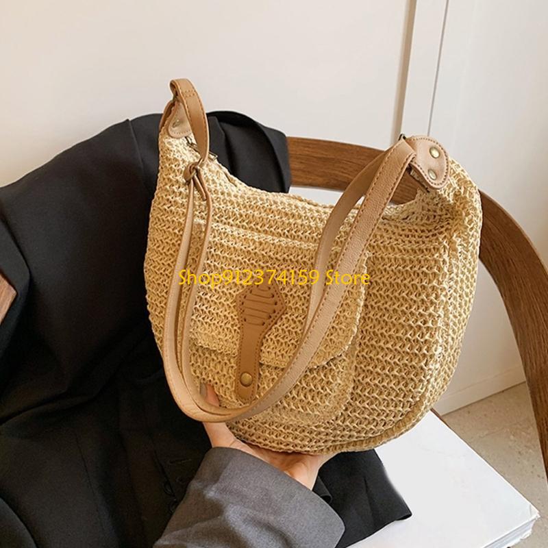 G5AE 女性わらビーチバッグシンプルなクロスボディバッグ織 - Woven Straw Bag のレビューと価格