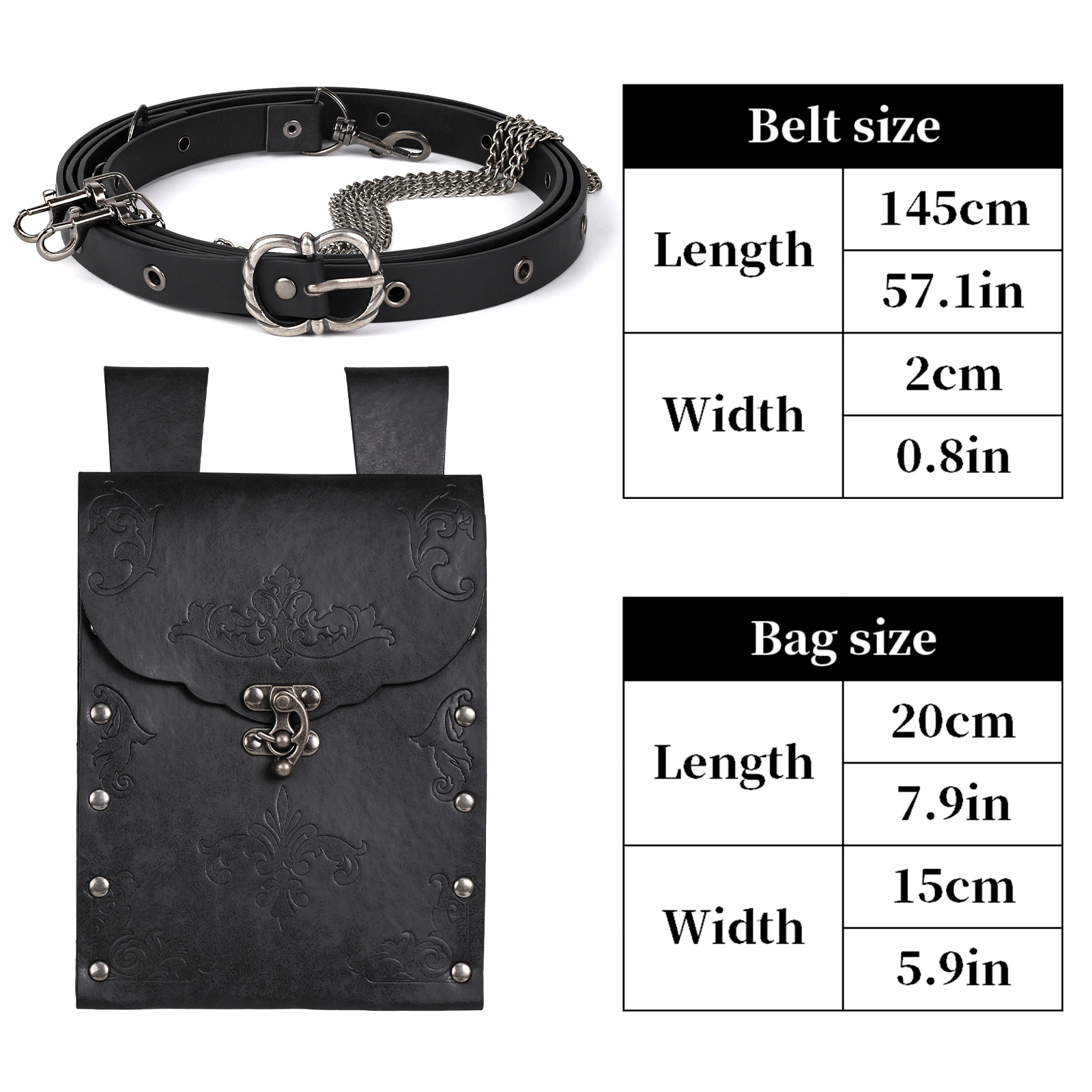 スチームパンク中世バイキングポーチバッグベルト財布付きルネッ - Women Bags With Wallet のレビューと価格