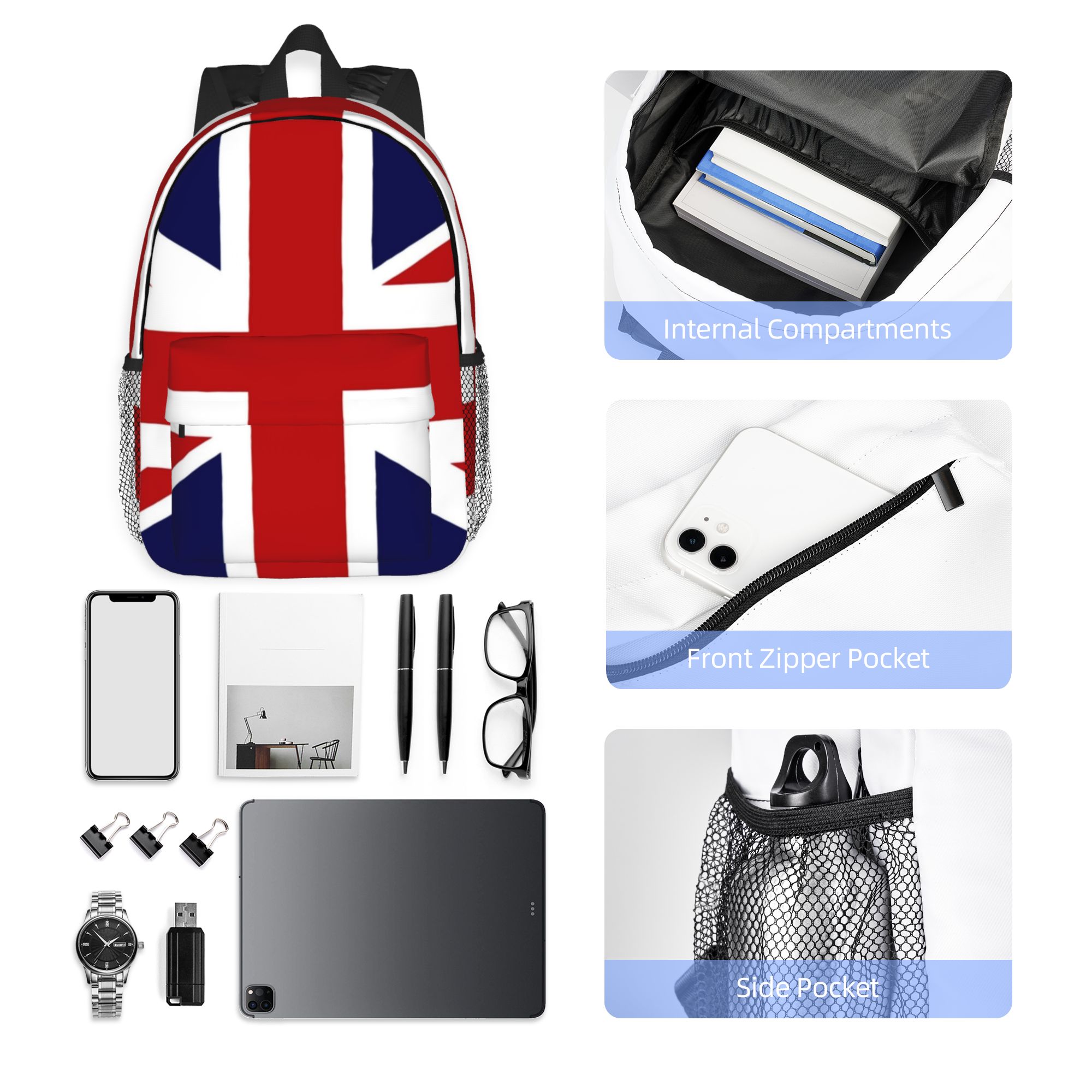 英国のユニオンジャック旗バックパックホットセールデイパック大 - Women Bags In Uk のレビューと価格