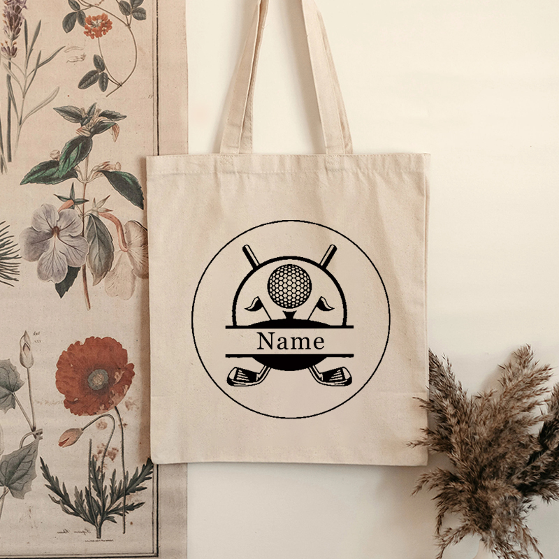 女性用ゴルフボール柄のキャンバストートバッグ,パーソナライズ - Women Bags Name のレビューと価格