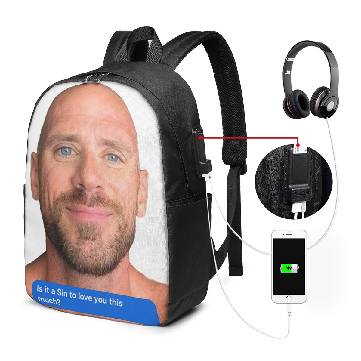 Johnny Sins Flirty Text Bubble - Womens Backpack のレビューと価格