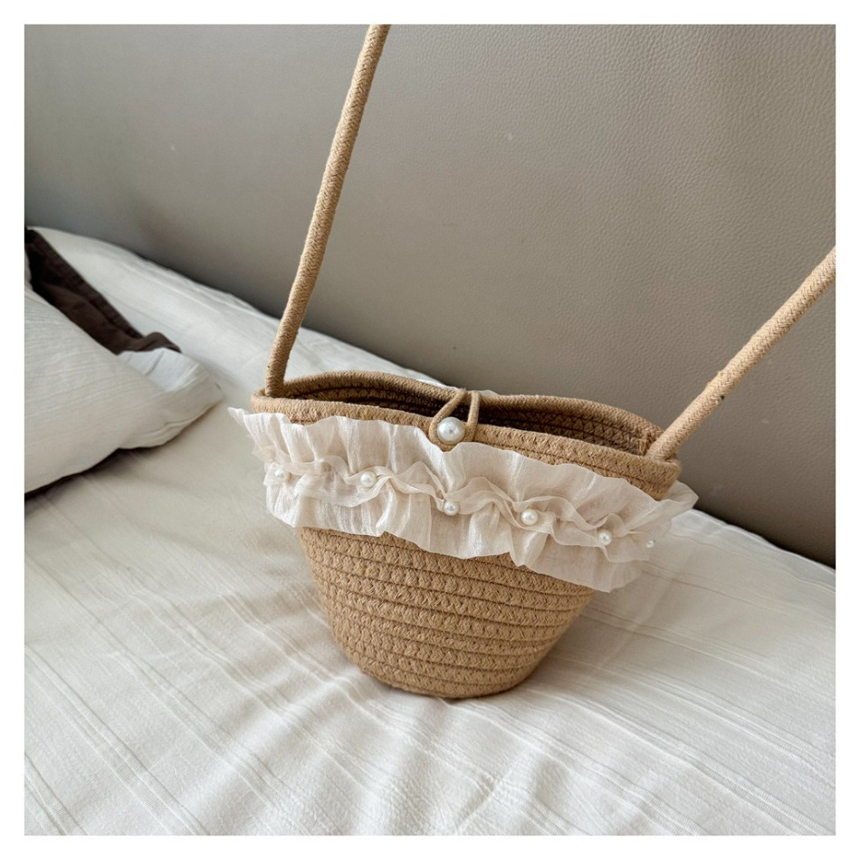 キッズサマーストローハット＆バッグセット 可愛いハンドル付き - Woven Straw Bag のレビューと価格