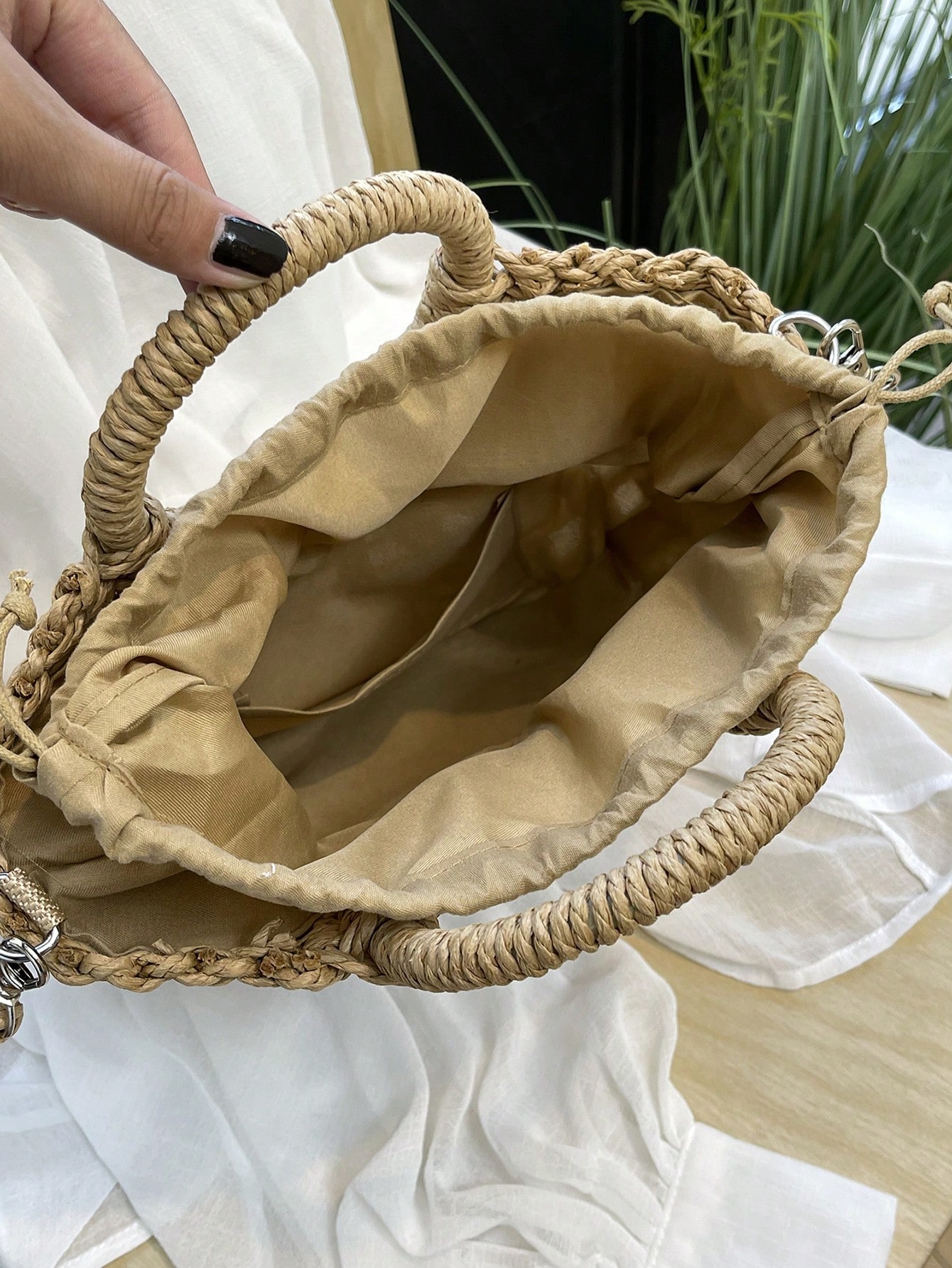 1個入り半月型中空ハンドバッグ、ファッショナブルなビーチバケ - Woven Straw Bag のレビューと価格