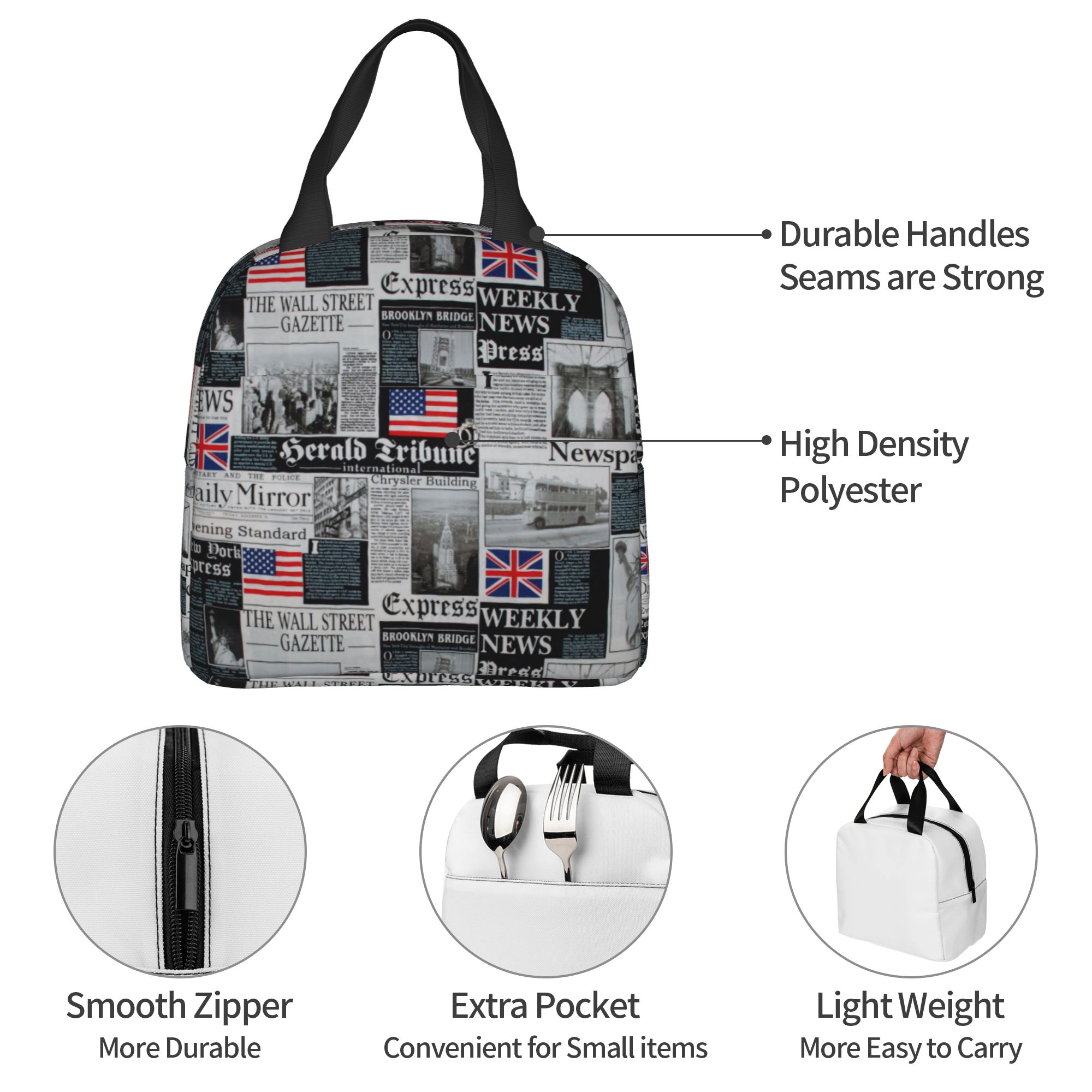 ロンドン英国旗英国米国パターンポータブルランチボックス女性用 - Women Bags In Uk のレビューと価格