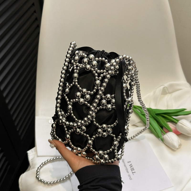 ホワイトビーズバケットショルダー＆クロスボディバッグ、高級感 - Women Bags On Sale Clearance のレビューと価格