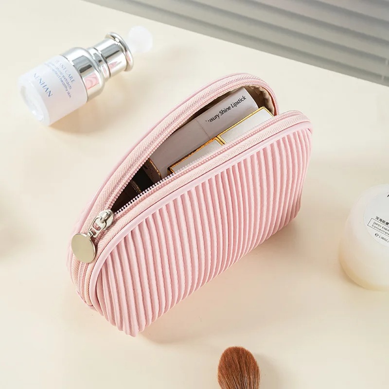 かわいい無地PUレザー化粧ポーチ、女性用携帯トラベルトイレタ - Women Bags Leather のレビューと価格