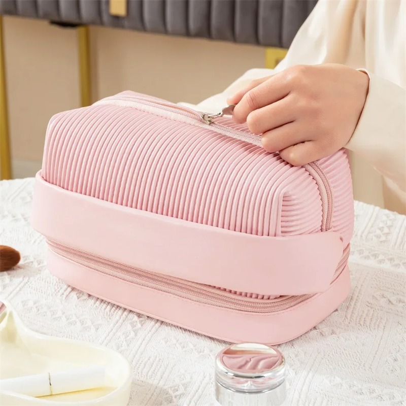 かわいい無地PUレザー化粧ポーチ、女性用携帯トラベルトイレタ - Women Bags Leather のレビューと価格