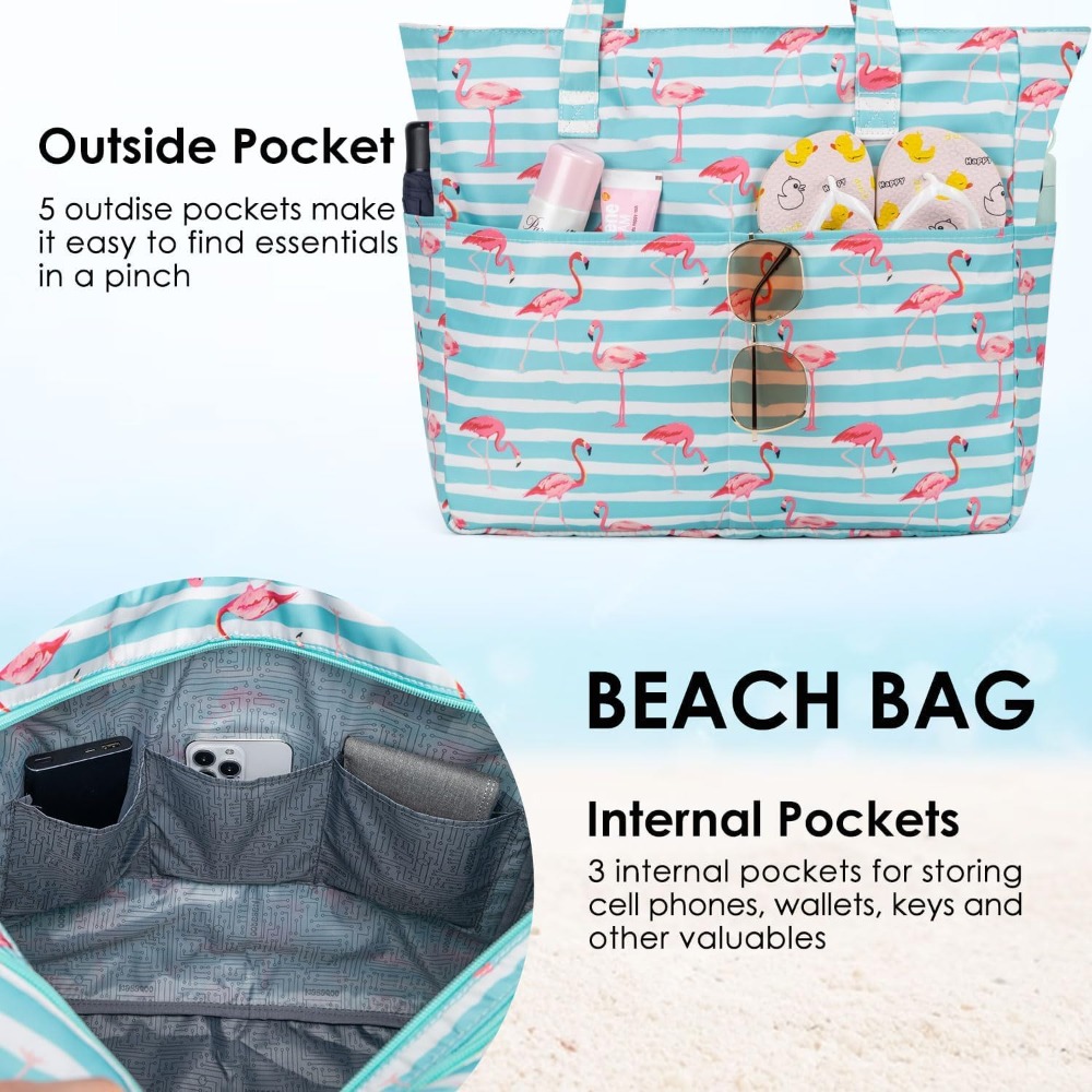 女性用ビーチバッグ 防水防砂 レディーストートバッグ、ジッパ - Women Bags Large のレビューと価格